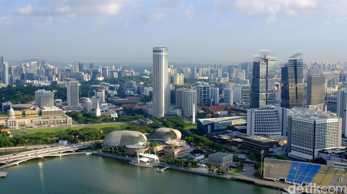 Bentang kota (cityscape) Singapura, ilustrasi singapura