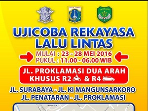 Jalan Proklamasi Jakpus Diberlakukan Dua Arah Mulai Siang Ini
