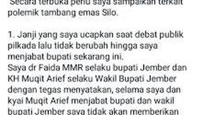 Bupati Jember Curhat di Facebook Tanggapi Demo Tolak Izin Tambang Diwarnai Adu Pukul