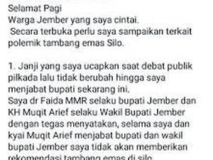 Bupati Jember Curhat di Facebook Tanggapi Demo Tolak Izin Tambang Diwarnai Adu Pukul