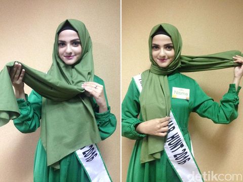 Tutorial Hijab Nisma, Si Cantik Berwajah Arab Finalis 