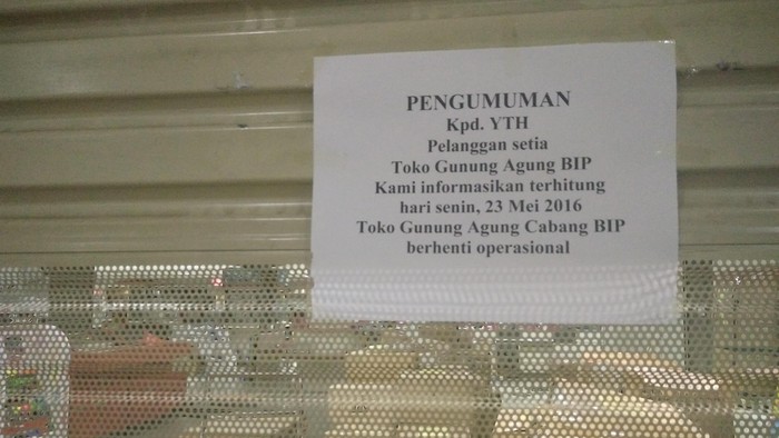 Toko Buku Legendaris Gunung Agung Di Bandung Indah Plaza Berhenti Beroperasi