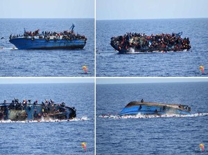Momen Dramatis Kapal Migran Libya Terbalik di Laut Mediterania