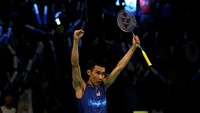 Lee Chong Wei mengalahkan pebulutangkis Denmark, Jan O Jorgensen, pada pertandingan final di Istora Senayan, Jakarta, Minggu (5/6/2016). REUTERS/Darren Whiteside.