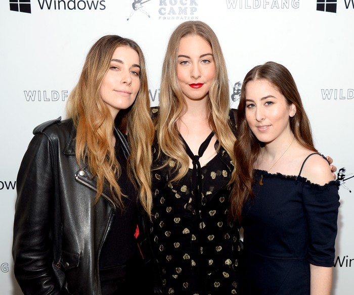 LOS ANGELES, CA - APRIL 29:  (L-R) Recording artists Danielle Haim, Este Haim, and Alana Haim of HAIM attend the first annual Girls To The Front event benefiting Girls Rock Camp Foundation at Chateau Marmont on April 29, 2016 in Los Angeles, California.  (Photo by Matt Winkelmeyer/Getty Images)