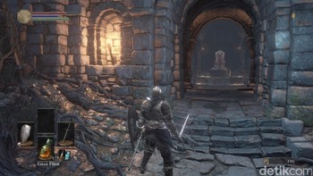 Siapa yang gemar bermain game menantang pasti menyukai game yang satu ini. Judul ketiga dari FromSoftware ini menyajikan mekanisme kombat baru, musuh yang lebih mengerikan, dan berbagai kesulitan lainnya. Foto: screenshot detikINET