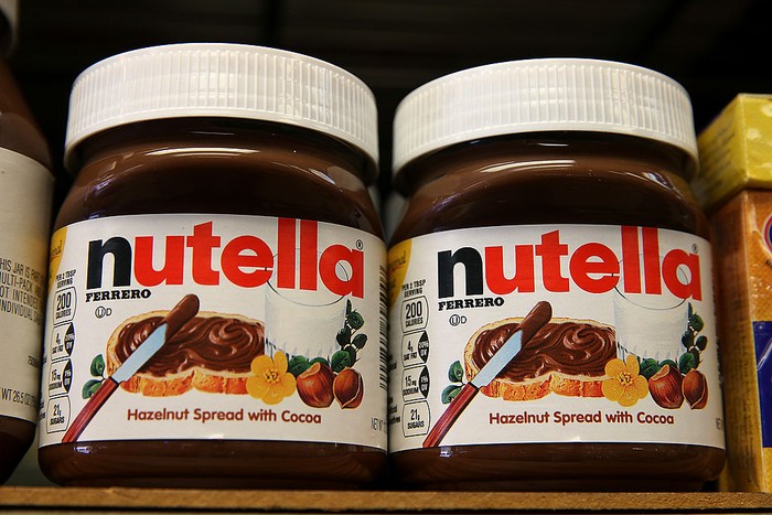 SAN FRANCISCO, CA - AUGUST 18:  Jars of Nutella are displayed on a shelf at a market on August 18, 2014 in San Francisco, California.  The threat of a Nutella shortage is looming after a March frost in Turkey destroyed nearly 70 percent of the hazelnut crops, the main ingredient in the popular chocolate spread. Turkey is the largest producer of hazelnuts in the world.  (Photo by Justin Sullivan/Getty Images)