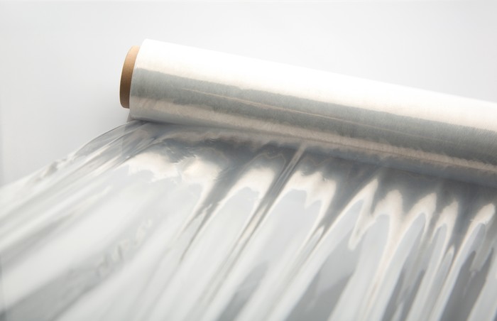 Wrapping plastic stretch film background.
