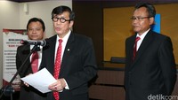 Yasonna memberikan keterangan pers terkait pertemuannya dengan Menteri Kehakiman Tiongkok Wu Aiying.