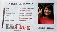 Sejuta KTP dukungan untuk kandidat calon gubernur petahana Basuki Tjahaja Purnama (Ahok) telah berhasil dikumpulkan oleh kelompok relawan Teman Ahok.