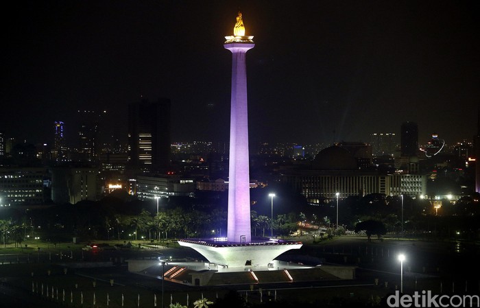 Suasana Malam Hari Silang Monumen Nasional, Jakarta Pusat. Rengga Sancaya/detikcom.