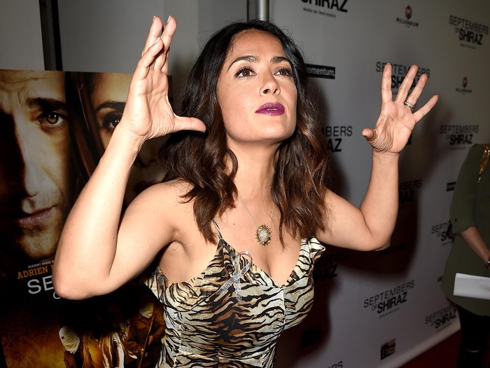 LOS ANGELES, CA - JUNE 21:  Executive producer/actress Salma Hayek arrives at the premiere of Momentum Pictures September Of Shiraz at the Museum of Tolerance on June 21, 2016 in Los Angeles, California.  (Photo by Kevin Winter/Getty Images)