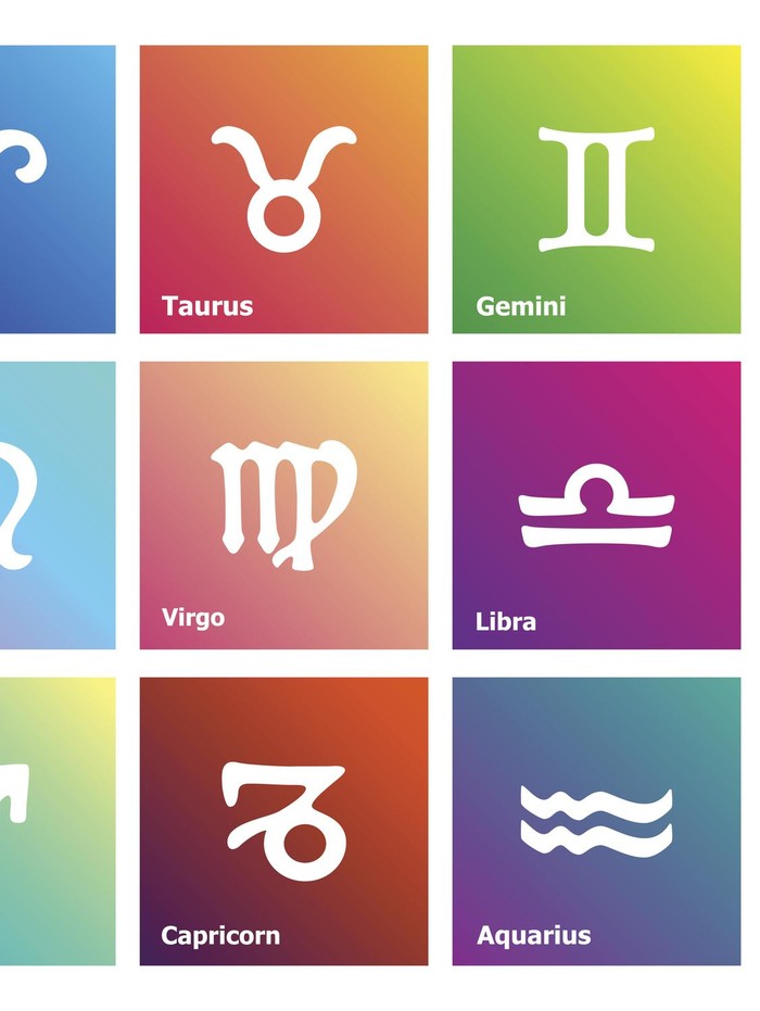 Zodiac Symbol icons on color background. Vector illustration.