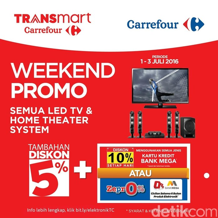 Tambahan Diskon 5% untuk Home Theater, LED TV, dan Dispenser