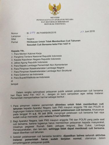 Menteri Yuddy Larang Pns Ambil Cuti Tambahan Pasca Libur Lebaran