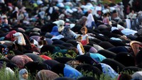 Jamaah Salat Id di Gaza. Ibraheem Abu Mustafa/Reuters