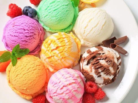 Various types of ice cream
