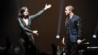 Demi dan Nick saat tampil di Future Now The Tour di Barclays  Centre, New York, AS belum lama ini. Nicholas Hunt/Getty Images/detikFoto.