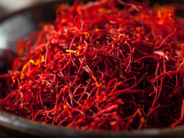 Raw Organic Red Saffron Spice in a Bowl