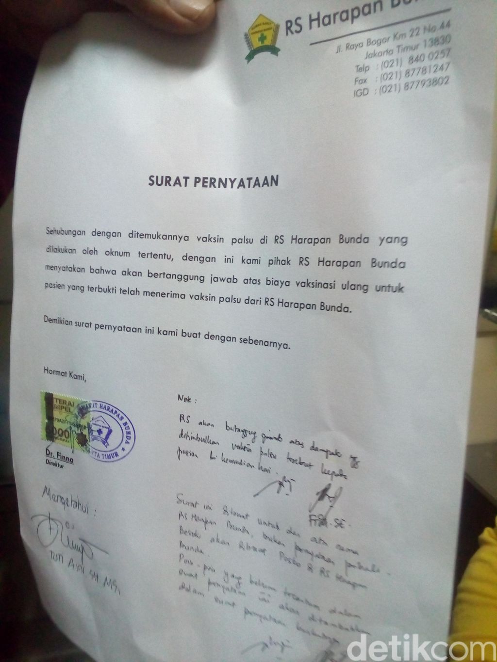 Surat Keterangan Vaksin Palsu - Contoh Surat