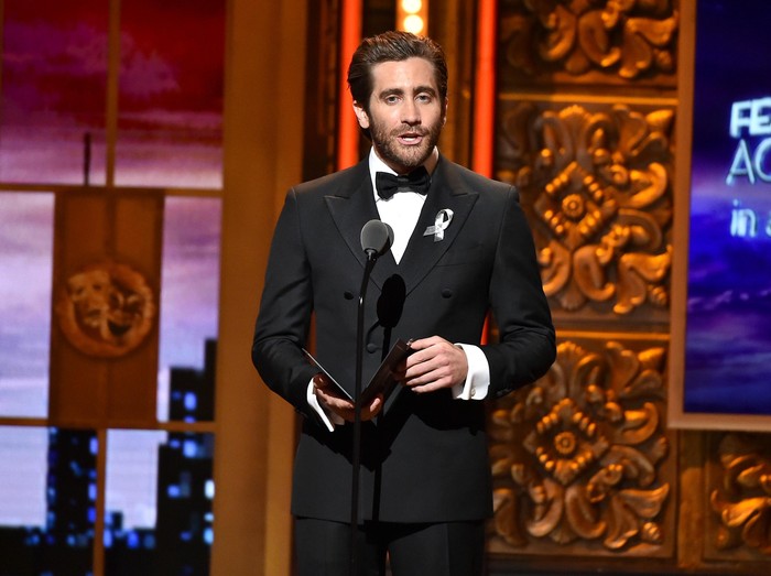 NEW YORK, NY - JUNE 12:  Presenter Jake Gyllenhaal speaks onstage during the 70th Annual Tony Awards at The Beacon Theatre on June 12, 2016 in New York City.  (Photo by Theo Wargo/Getty Images for Tony Awards Productions)