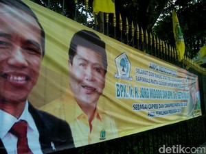 Ada Spanduk Jokowi-Novanto untuk Capres dan Cawapres 2019 di Rapimnas Golkar