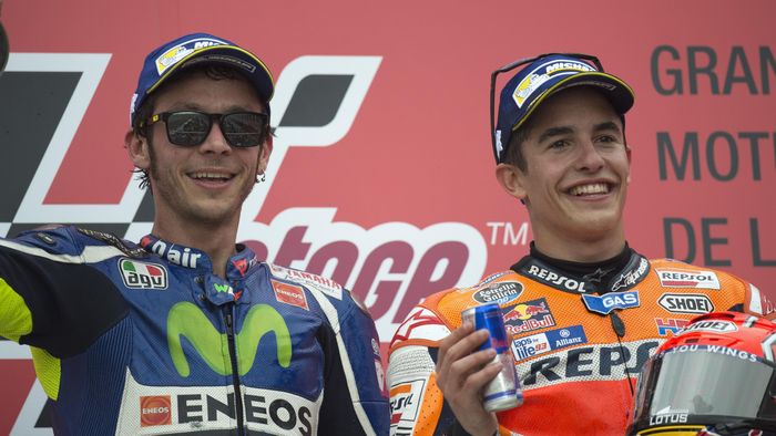 Valentino Rossi dan Marc Marques. (Foto: Mirco Lazzari gp/Getty Images) Valentino Rossi dan Marc Marques. (Foto: Mirco Lazzari gp/Getty Images)