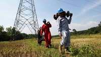 Petugas berhasil mengganti isolator SUTET 500 KV. Ist/PLN.
