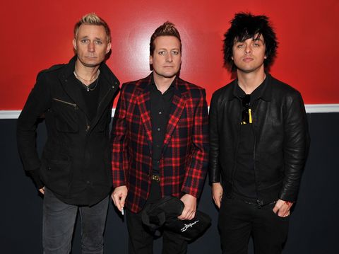 NEW YORK - MARCH 23:  (L-R) Musicians Mike Dirnt, Tre Cool and Billie Joe Armstrong of the band Green Day attend the cast of Broadway's 