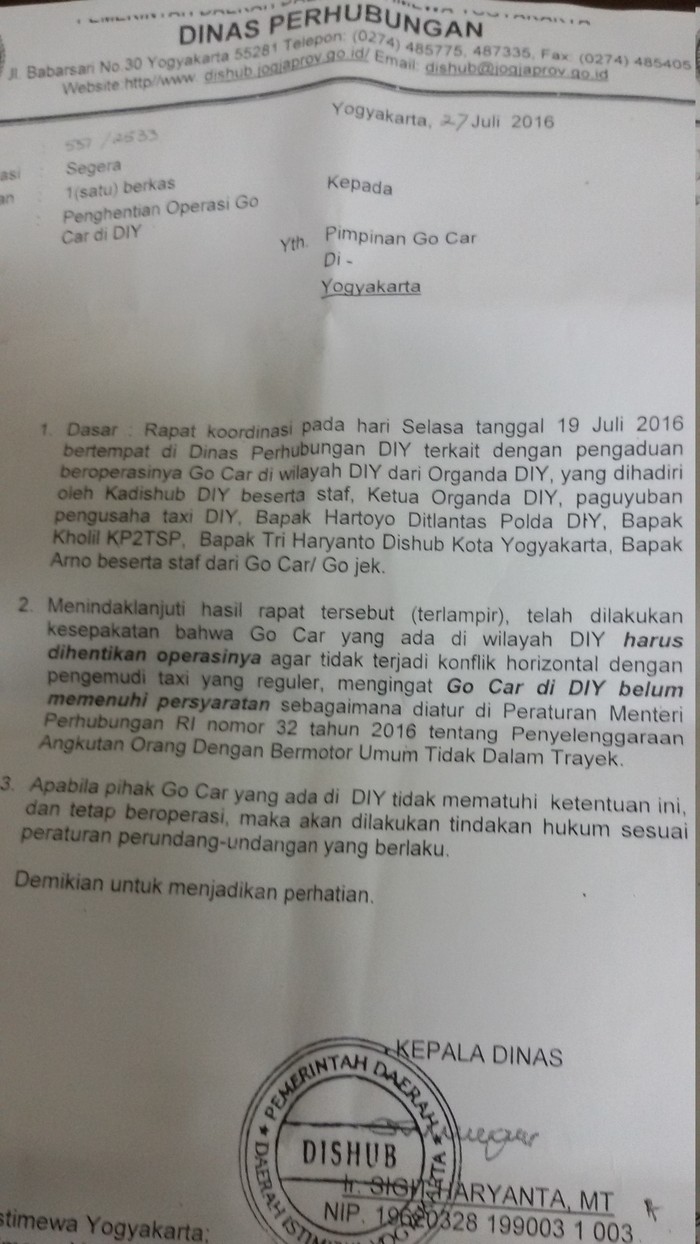 Tak Penuhi Aturan, Operasional Go-Car di Yogya Disetop