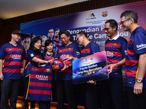23 Nasabah Bank Mega Nonton Langsung Barca Vs Villarreal di Camp Nou
