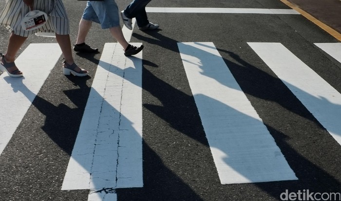 Pejalan kaki menyebrang Jalan di area zebra cros.   dikhy sasra/ilustrasi/detikfoto