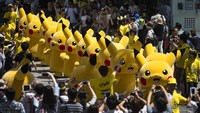 Ribuan penampil berkostum Pikachu serbu Yokohama di acara Pikachu Outbreak Festival 2016. Tomohiro Ohsumi/Getty Images/detikFoto.