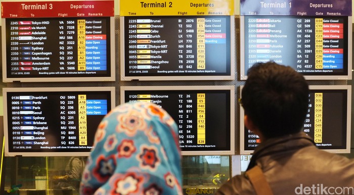 Layar Monitor Rute Penerbangan Internasional. dikhy sasra/ilustrasi/detikfoto