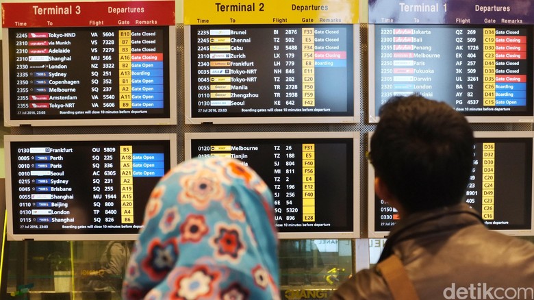 Monitor Rute Penerbangan Layar Monitor Rute Penerbangan Internasional. dikhy sasra/ilustrasi/detikfoto