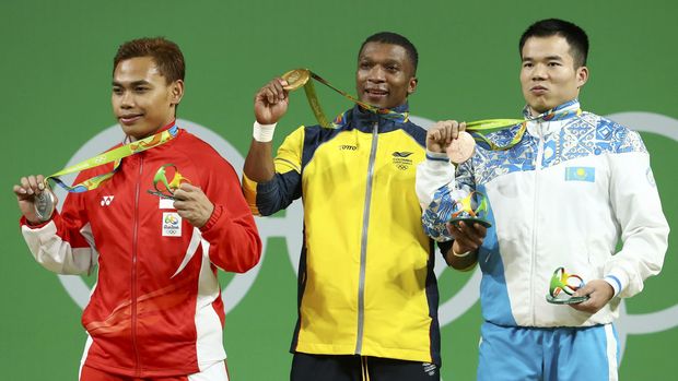 Eko Yuli meraih medali perak di Olimpiade 2016 di Rio De Janeiro.