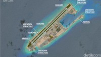 Kondisi hanggar pesawat China yang dibangun di Fiery Cross Reef, Kepulauan Spartly, Laut China Selatan. CSIS Asia Maritime Transparency Initiative/DigitalGlobe/Handout via REUTERS.