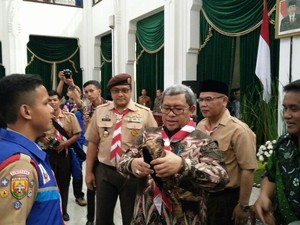 Aher Lepas 1.122 Anggota Kwarda Jabar ke Jambore Nasional di Cibubur