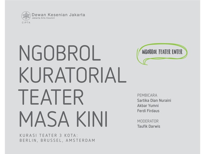 Ngobrol Kuratorial Teater Masa Kini Digelar Akhir Pekan Ini