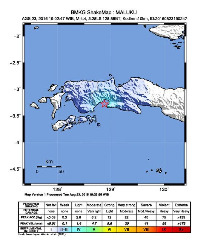 Gempa 4,4 SR di Teluk Elpaputi Maluku, Tak Berpotensi Tsunami