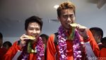 Pahlawan Olahraga Owi/Butet Tiba di Bandara Soetta