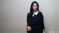 Marcella memilih tampil serba hitam. Pool/Gus Mun/detikFoto.
