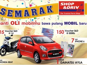 Cuma Beli Oli, Dapatkan Hadiah Mobil Ayla dari Shop&Drive
