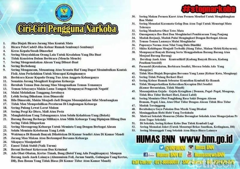 Bnn Bila Temukan Orang Dengan Ciri Ciri Pengguna Narkoba