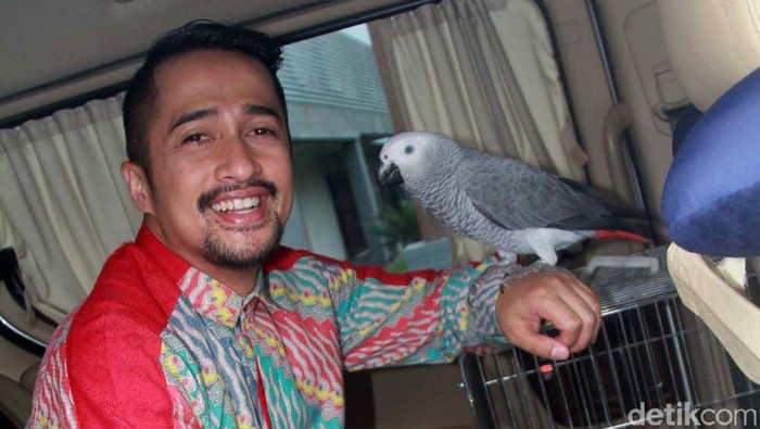 Irfan Hakim bersama burung peliharaannya