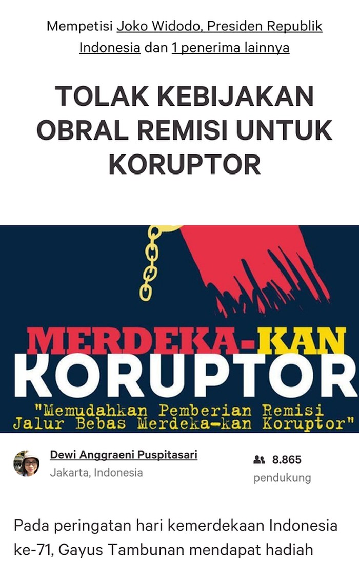Petisi Tolak Obral Remisi untuk Koruptor Bergulir, KPK Beri Dukungan