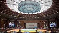 Presiden China Xi Jinping saat berbicara dalam sesi pembukaan G20. 