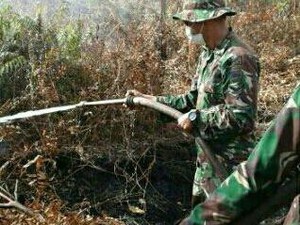 Mengintip TNI AD yang Lakukan Pendinginan Kebakaran Hutan di Riau