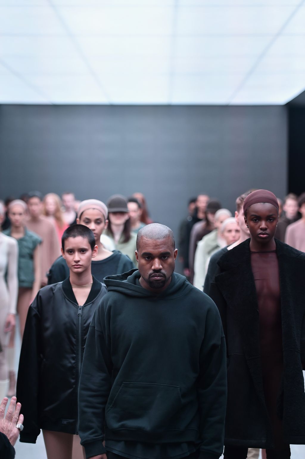 NEW YORK, NY - FEBRUARY 12:  Kanye West on the runway at the adidas Originals x Kanye West YEEZY SEASON 1 fashion show during New York Fashion Week Fall 2015 at Skylight Clarkson Sq on February 12, 2015 in New York City.  (Photo by Theo Wargo/Getty Images for adidas)