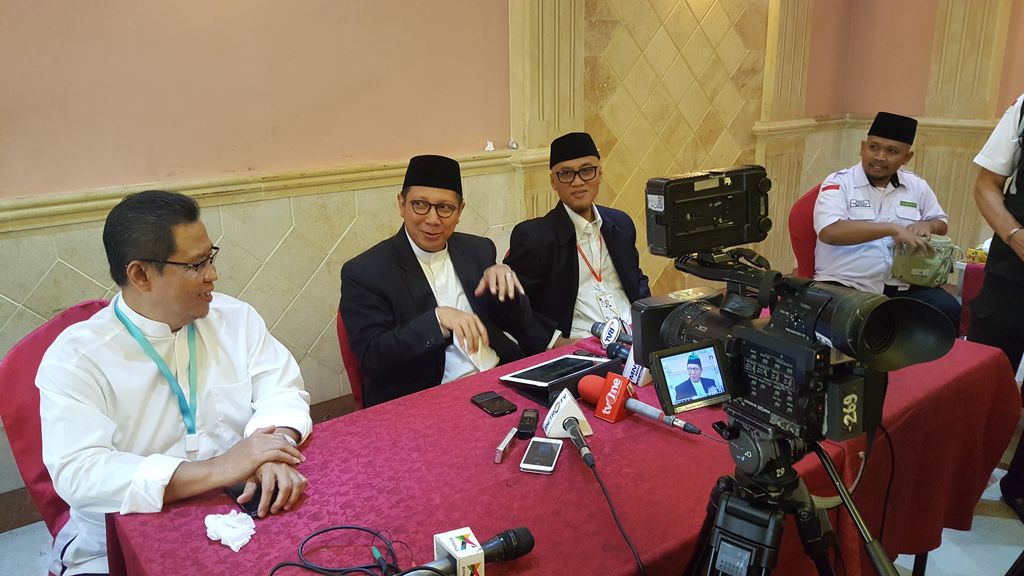 Foto: Menteri Agama Lukman Hakim Saifuddin jumpa pers di Jeddah sebelum kembali ke Indonesia (Rachmadin Ismail/detikcom)